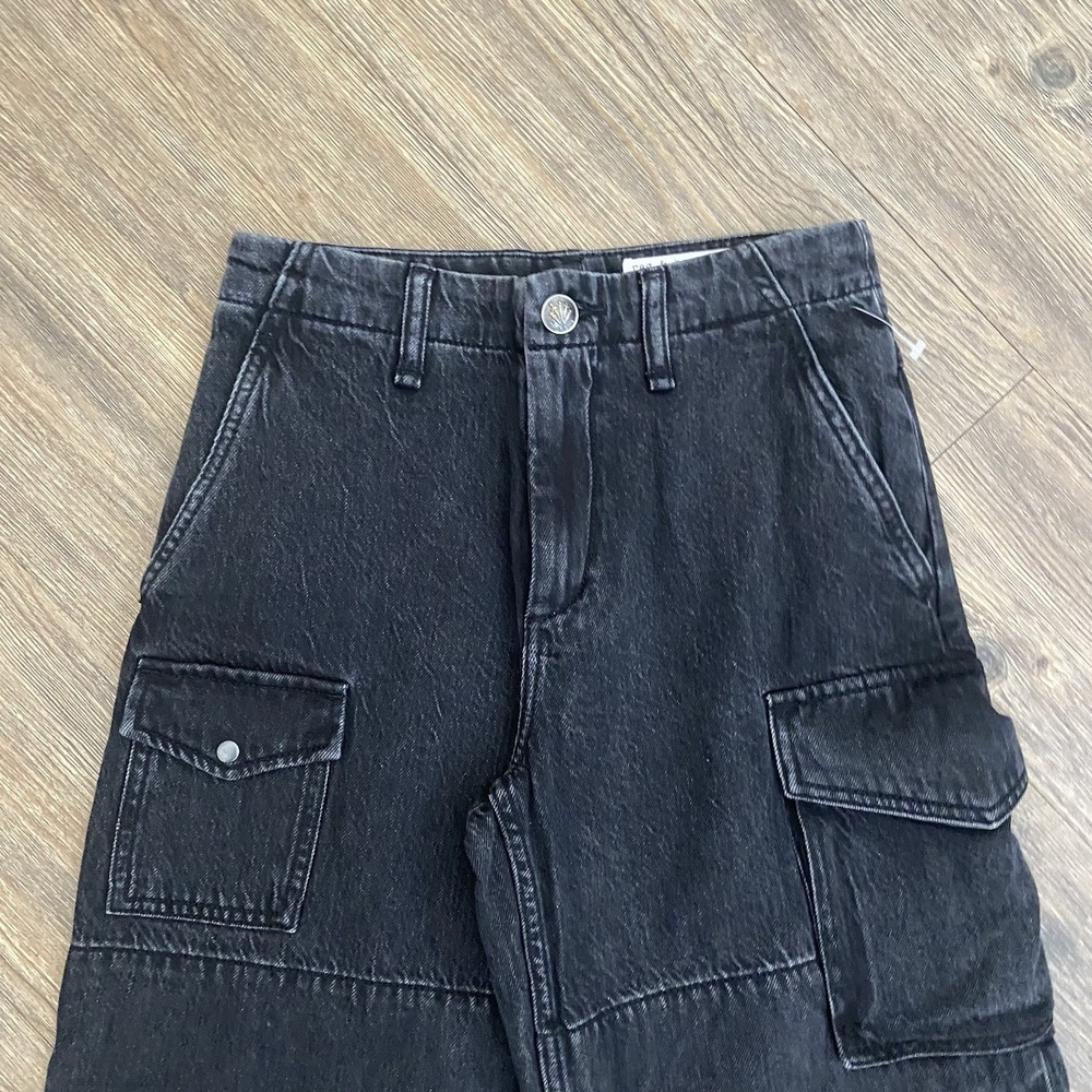 Rag & Bone Nora Cargo High Rise Straight Jeans in Roya Black Size 23 - Picture 5 of 10
